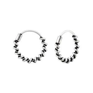 Sterling Silver Twist Bali Hoop Earrings 12mm